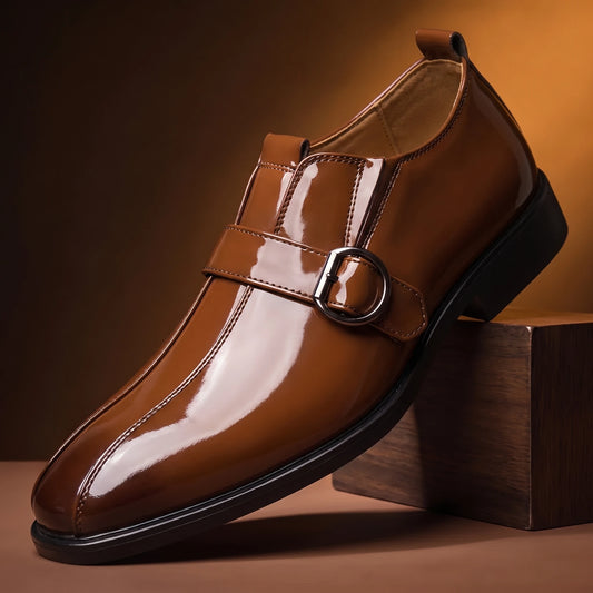 Glossy Formal Loafers - Brown