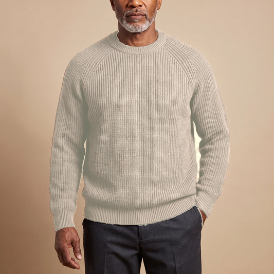 CHUNKY RIB CREW SWEATER Beige