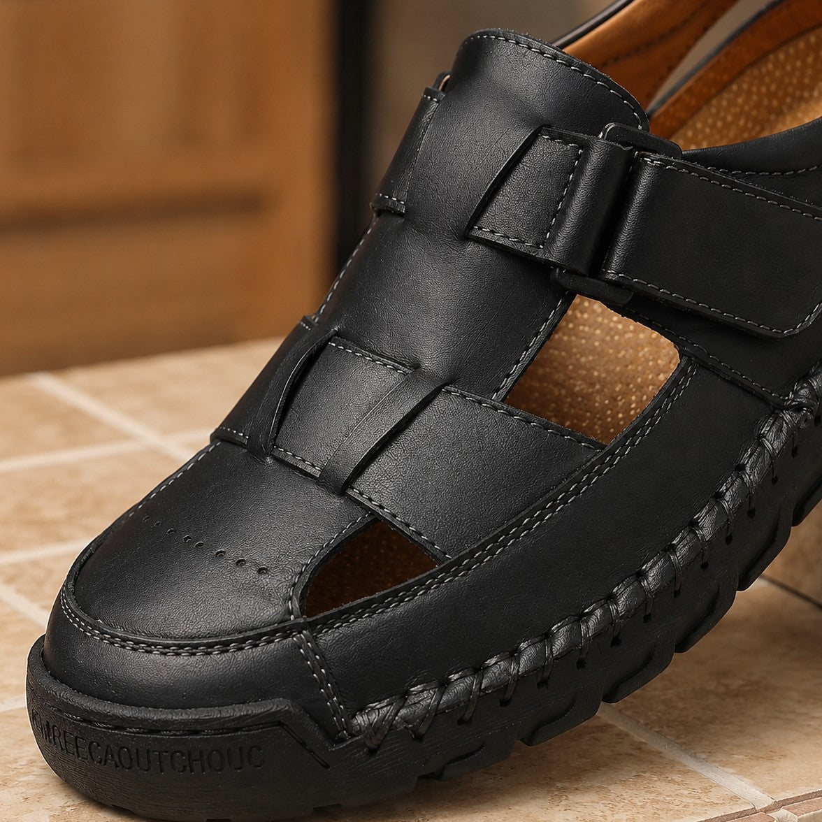 COWHIDE COVERED TOE SANDALS