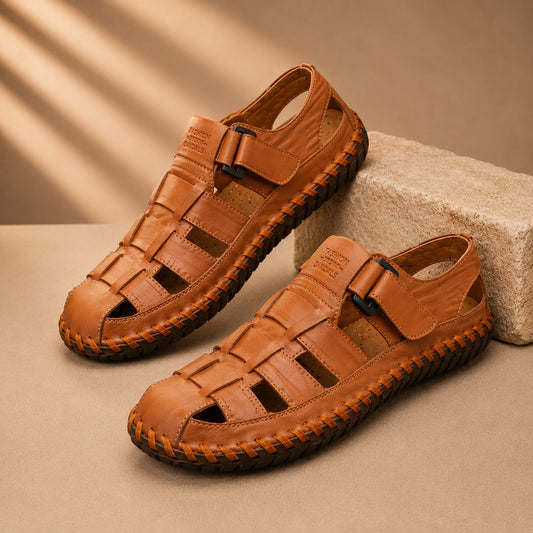 CRAFTSMAN STITCH LEATHER SANDALS
