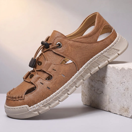 CUTOUT LEATHER SANDALS