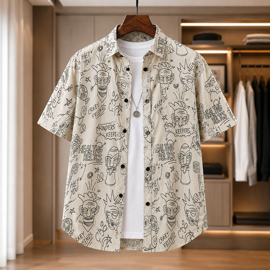 DOODLE PRINT LOOSE SHIRT