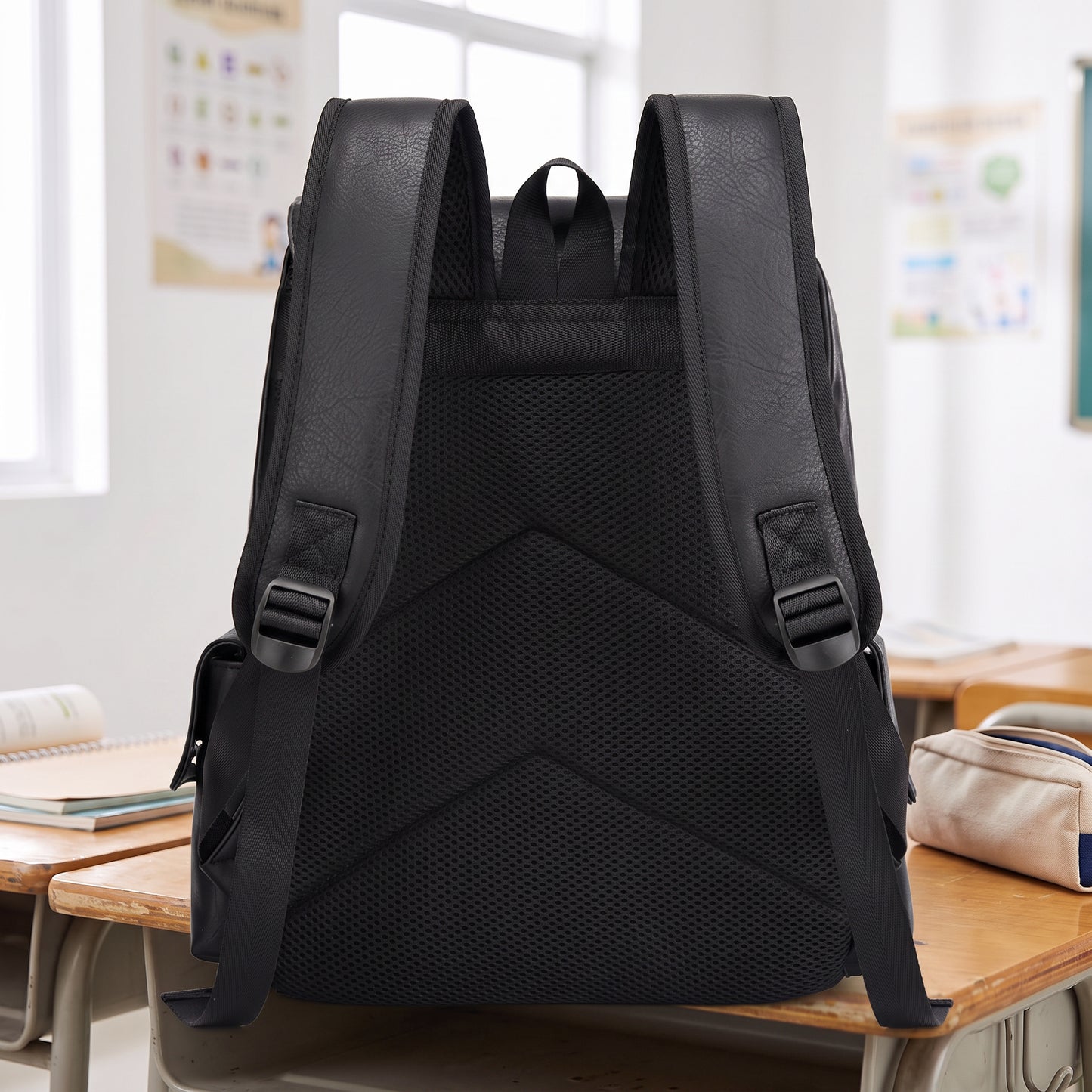 LEATHER FLAP BACKPACK