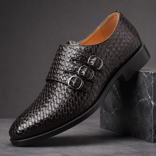 PATTERNED MONK STRAP SHOES