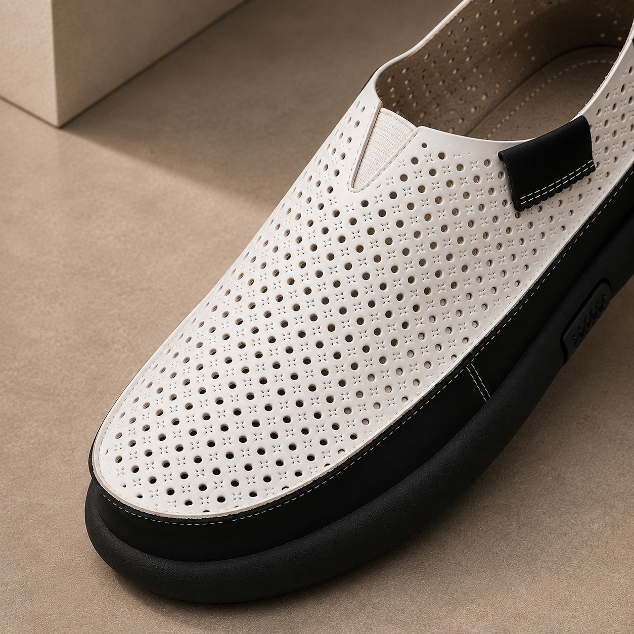 PERFORATED COWHIDE SLIP LOAFER