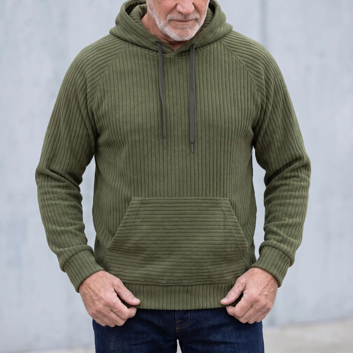 RIBBED PULLOVER HOODIE worn