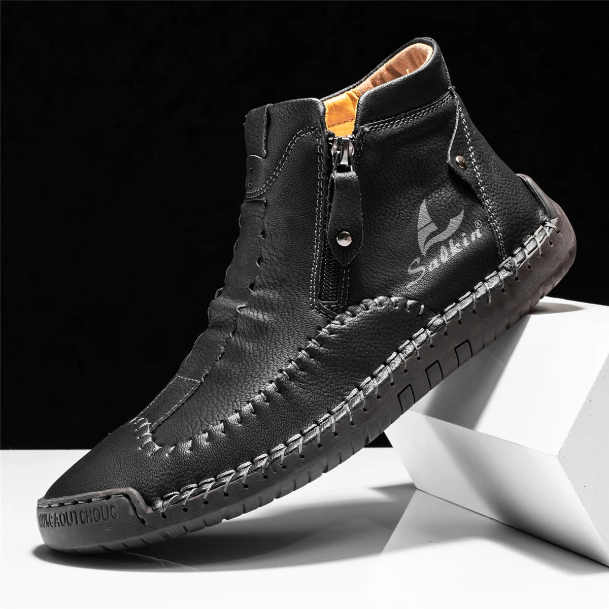 Calvino Leather Ankle Boots