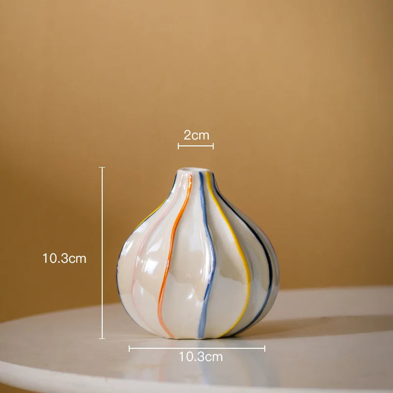 Striped Ceramic Centerpiece Vase