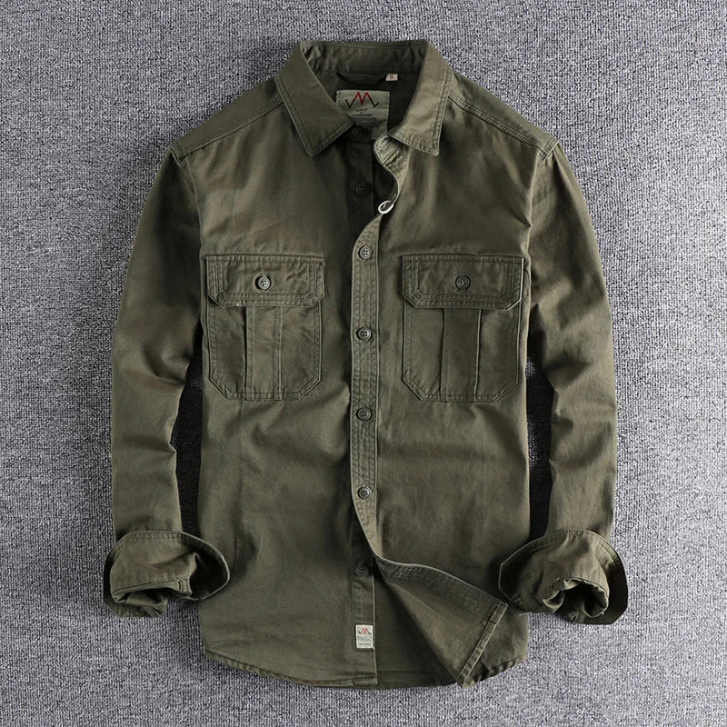 Cotton Double-Pocket Casual Shirt Jacket
