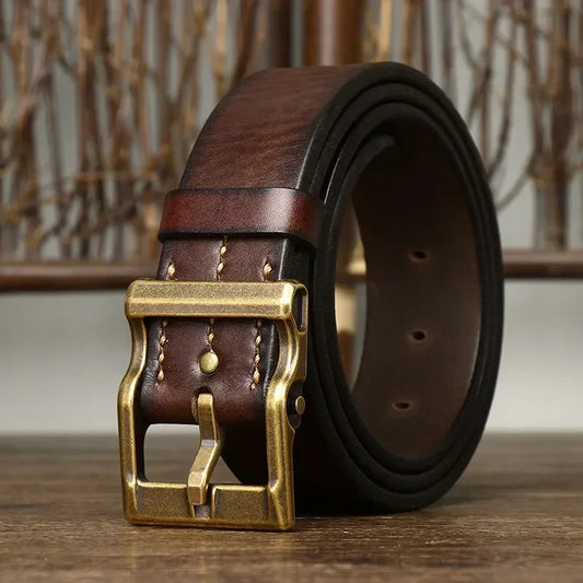 Marenzo Brass Leather Belt