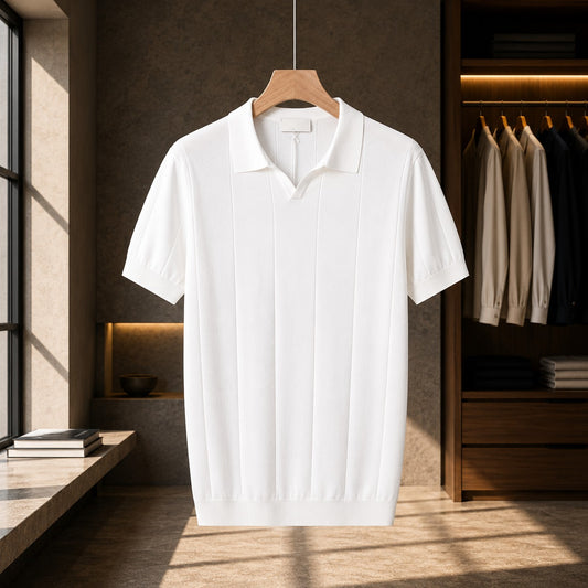 SMOOTH KNIT LAPEL POLO
