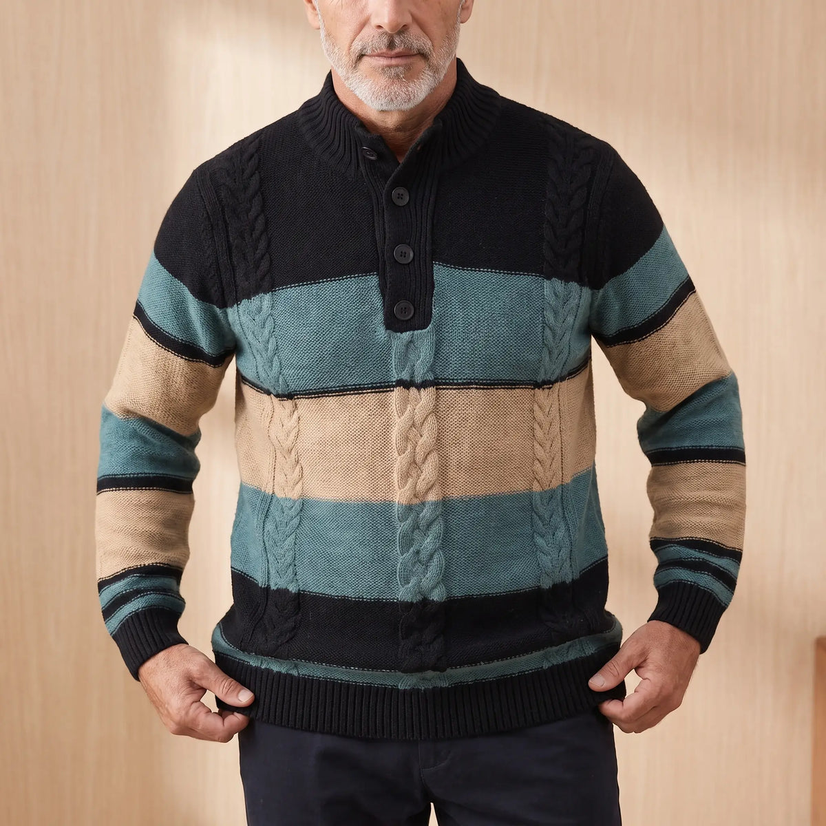 STRIPED CABLE SWEATER Lifestyle