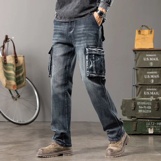 Wide-Leg Multi-Pocket Workwear Jeans