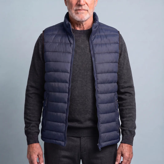 HIGH COLLAR VEST Navy Blue
