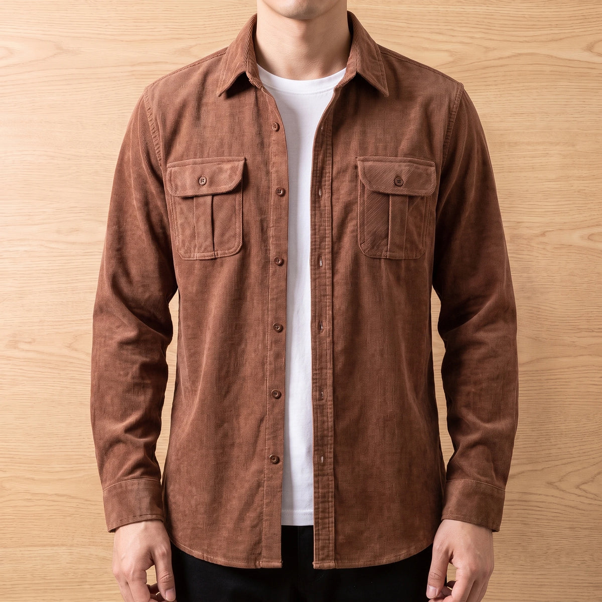 Pocketed Corduroy Shirt worn lifestyle front