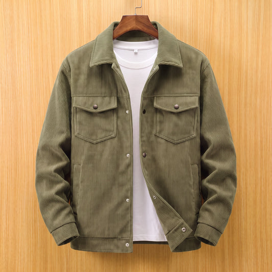 Waled Corduroy Jacket olive green trucker jacket
