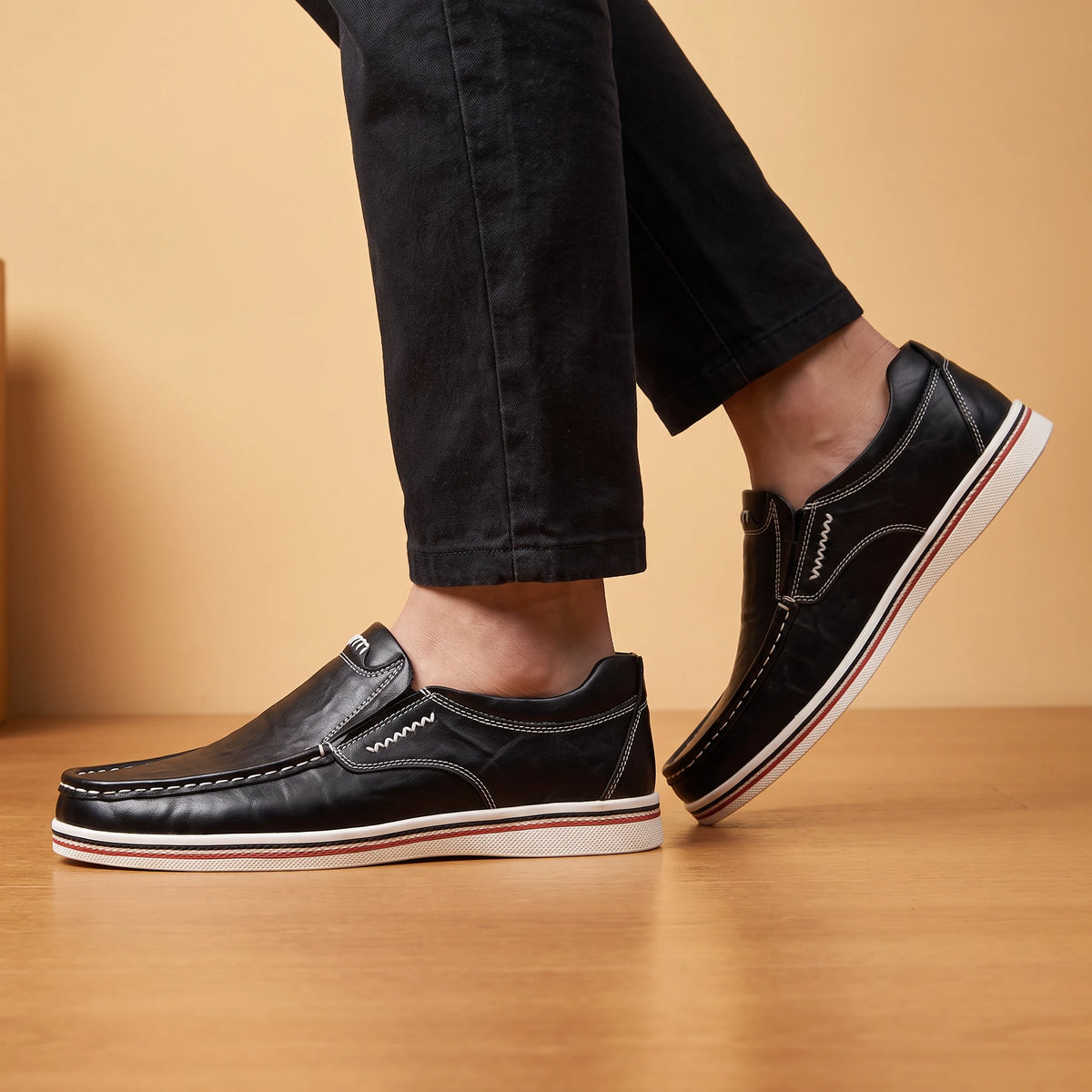 Stitched Moccasin Loafers - worn lifestyle