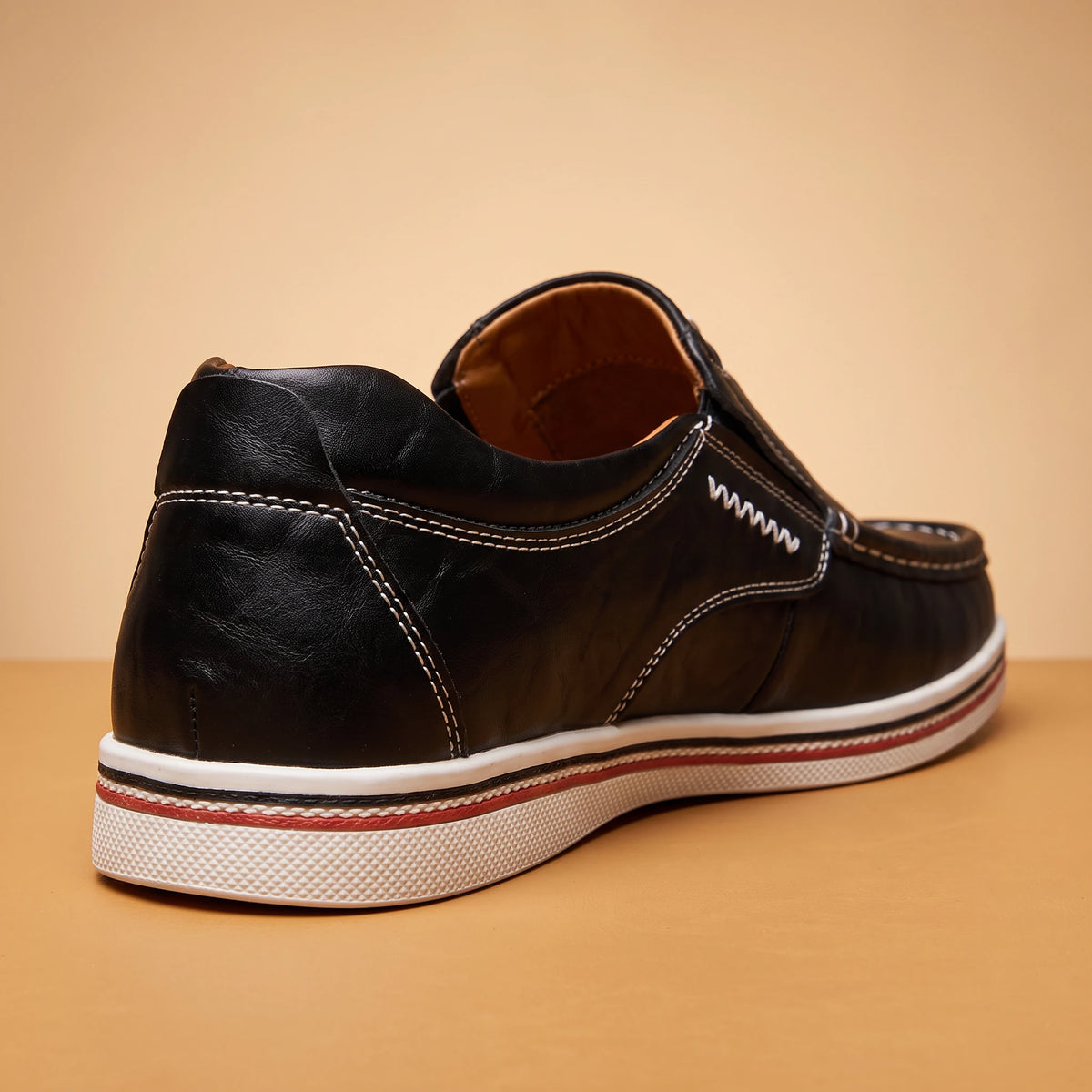Stitched Moccasin Loafers - heel detail