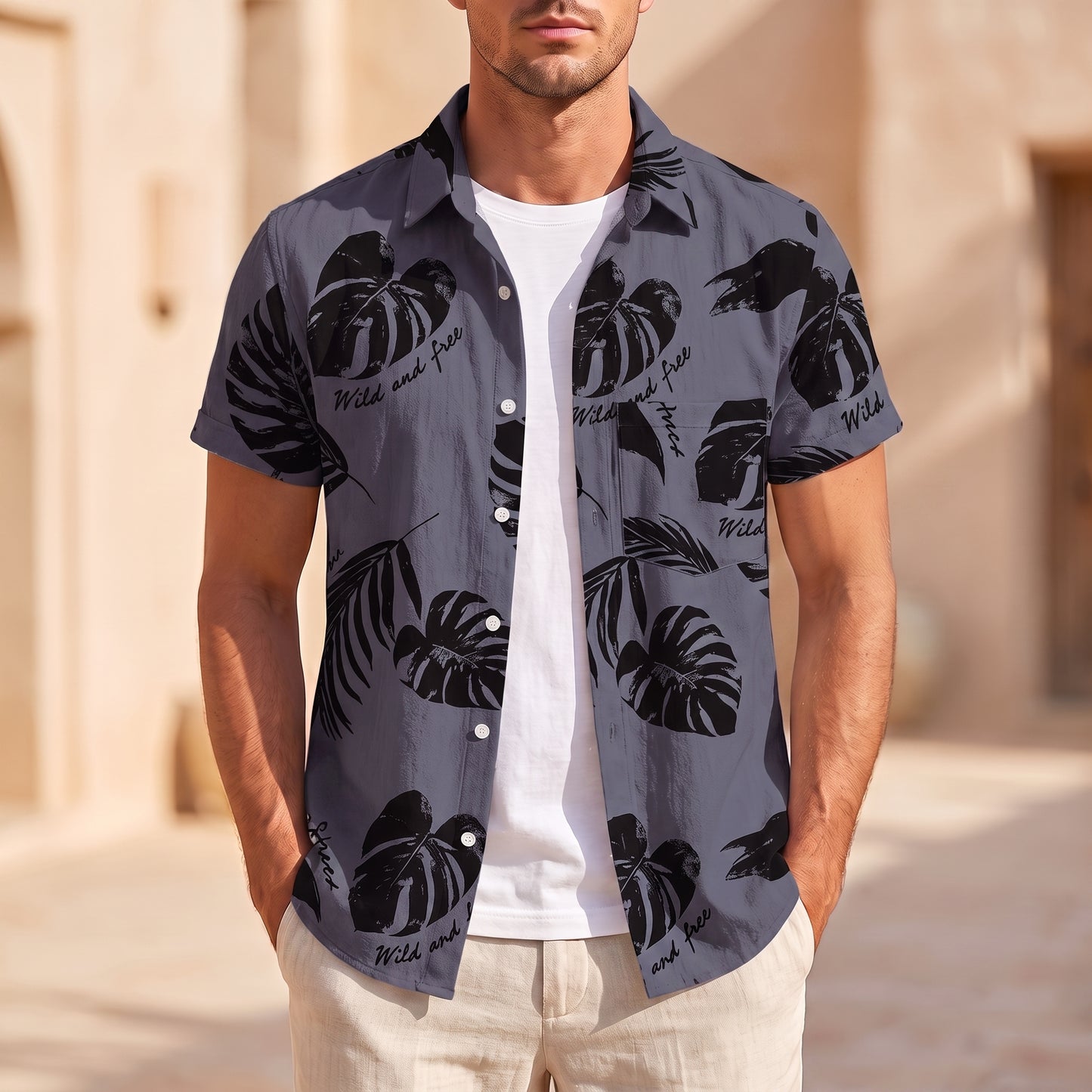 TEXTURED LEAF PATTERN SHIRT