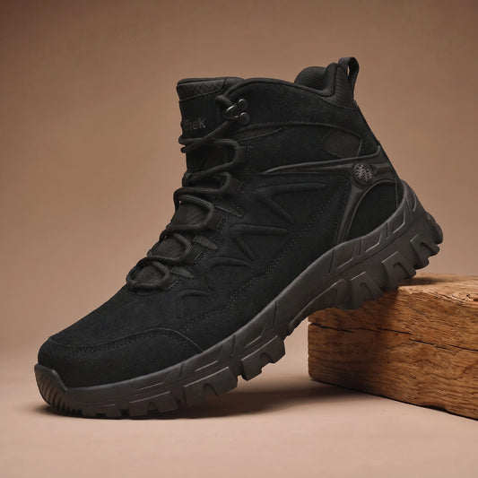 Black high-top hiking trekking shoe