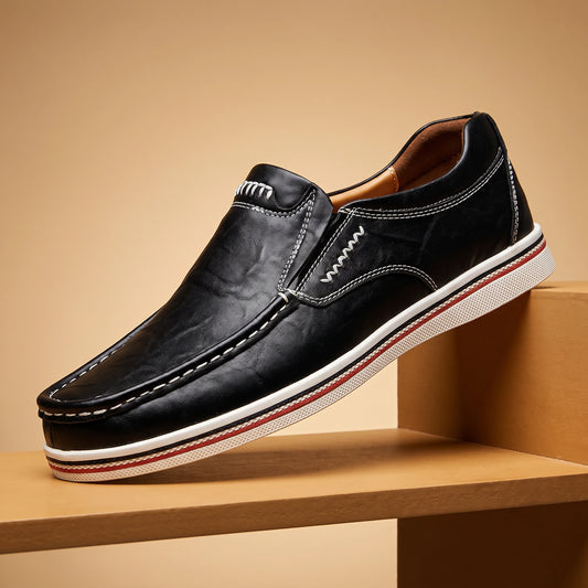 Stitched Moccasin Loafers - Black