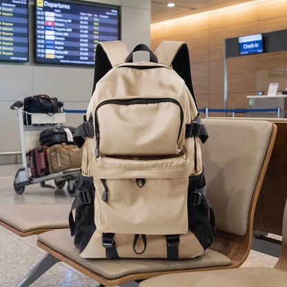 Padded laptop travel backpack in khaki