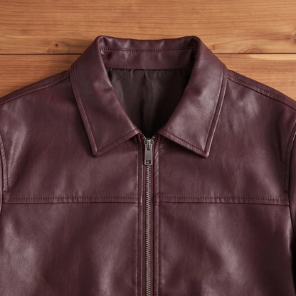 Collar and zip detail on the rider jacket