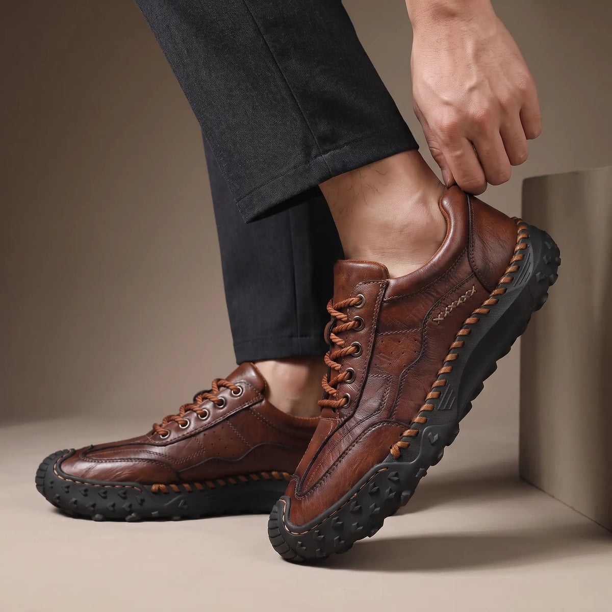 Shoes worn, stepping in