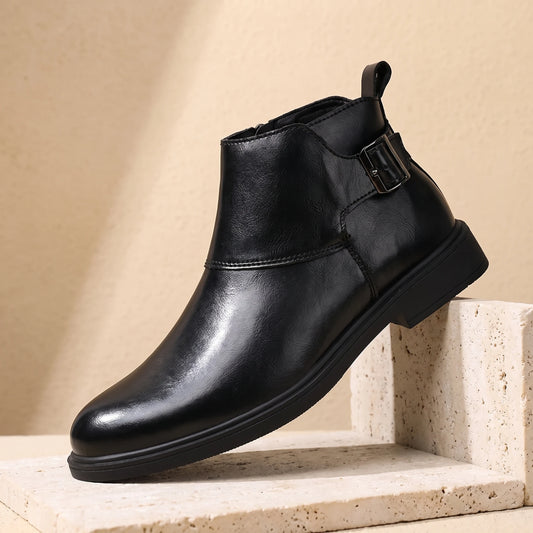 Black leather winter Chelsea boots for men