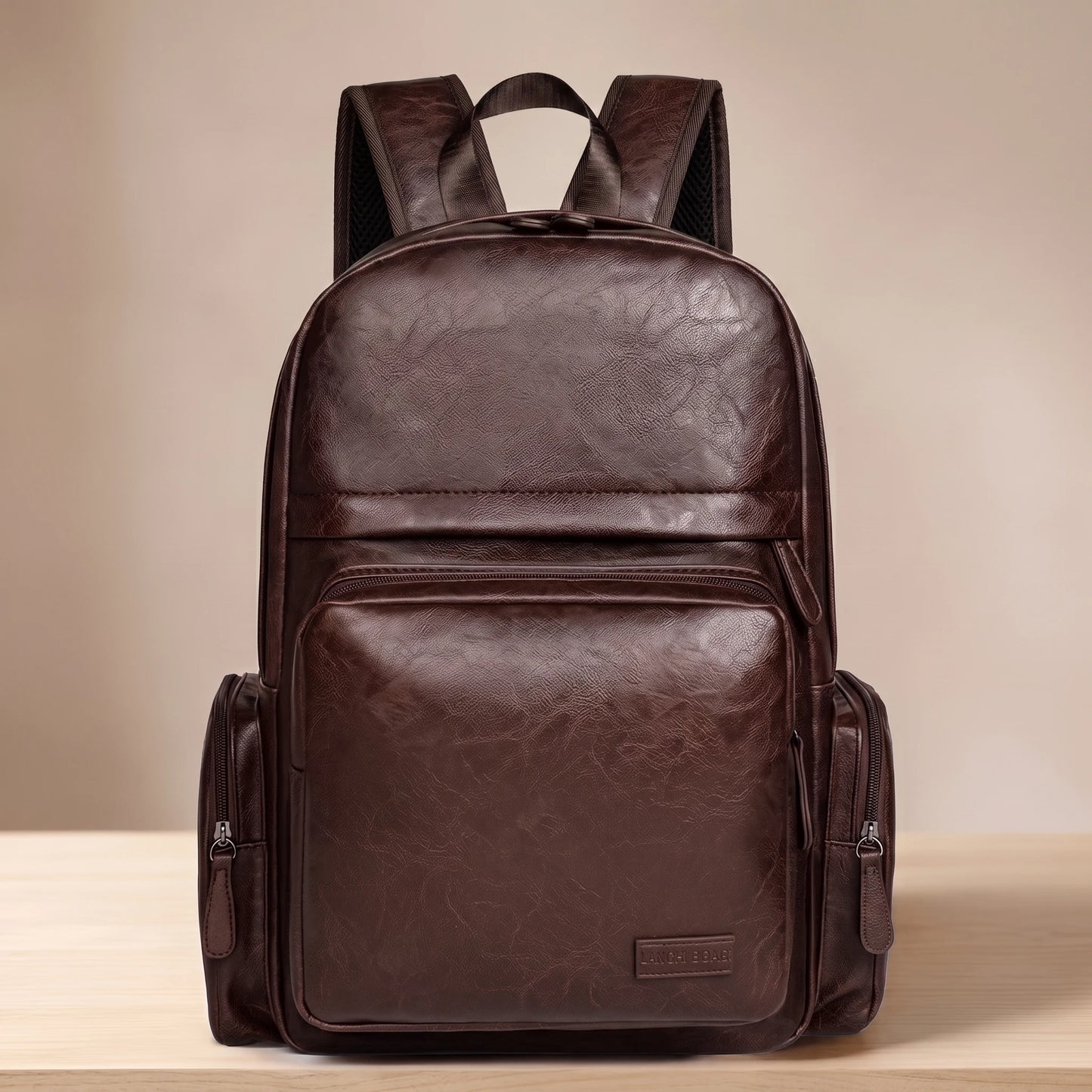 Coffee brown tech commuter laptop backpack