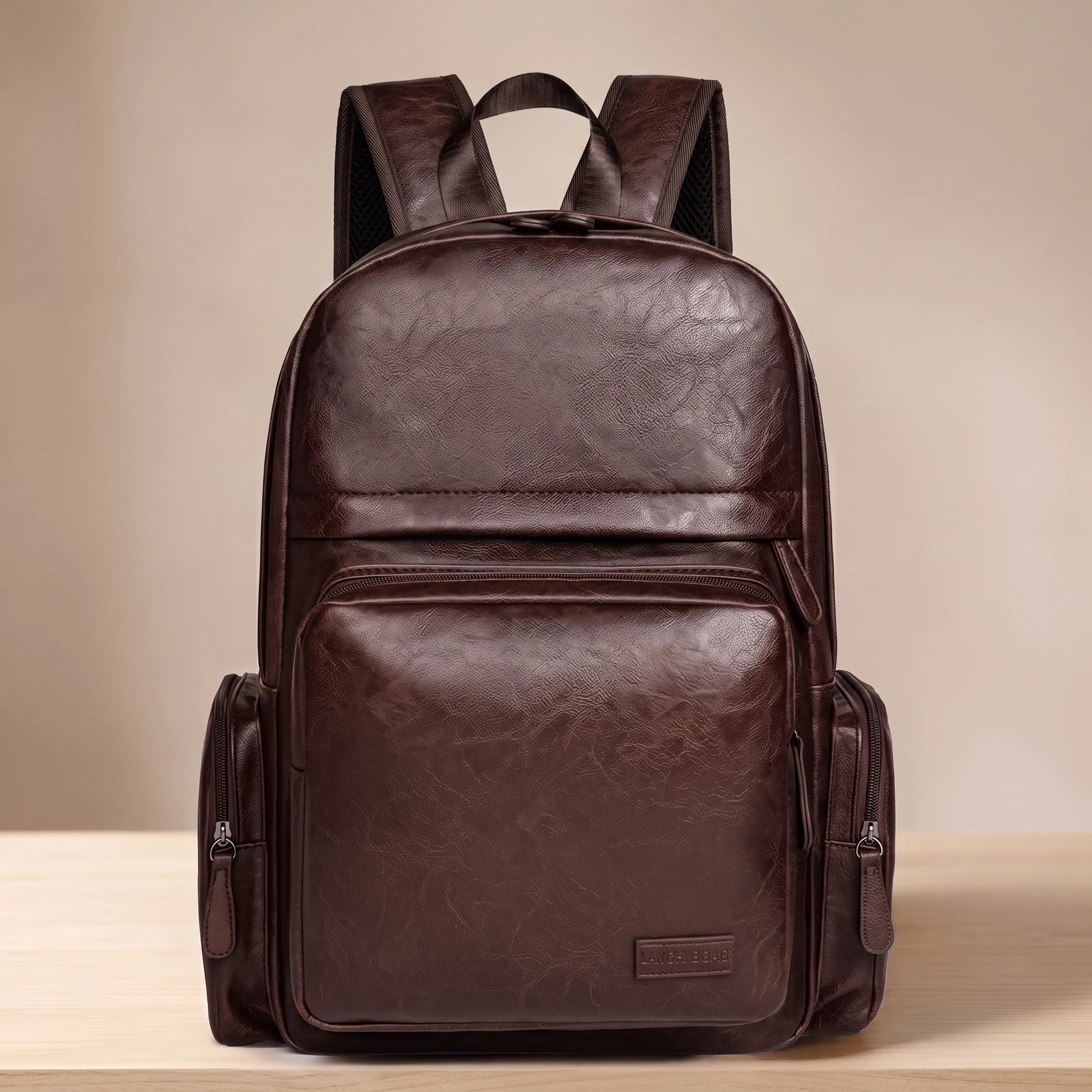 Coffee brown tech commuter laptop backpack