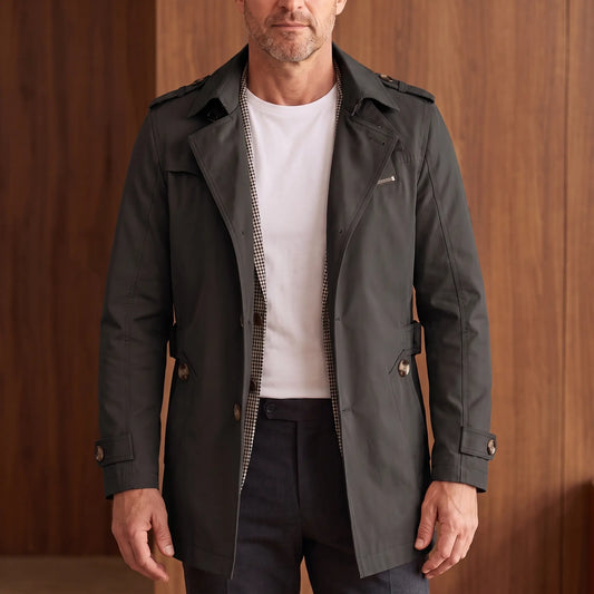 Longline cotton jacket in black