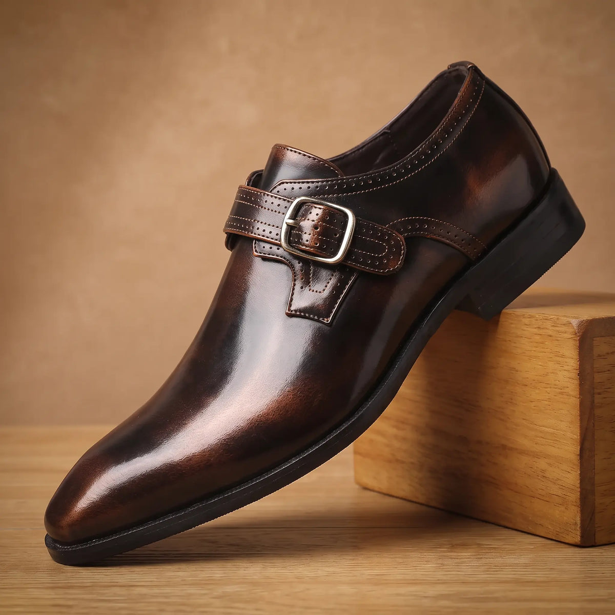 Monk strap dress shoe in brown