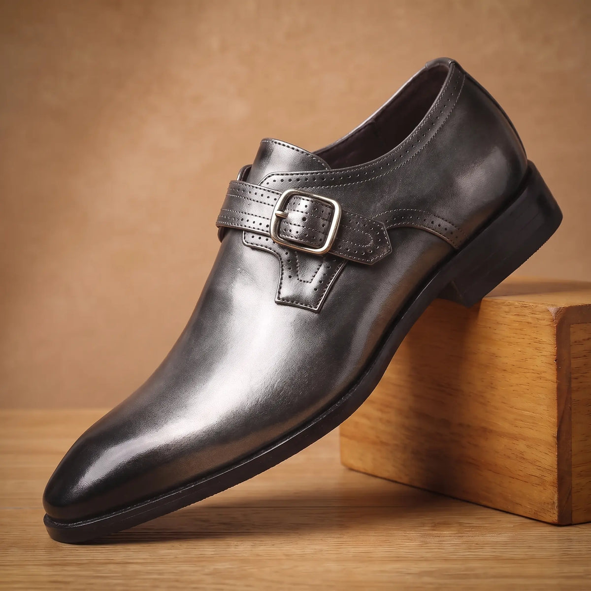 Monk strap dress shoe in grey