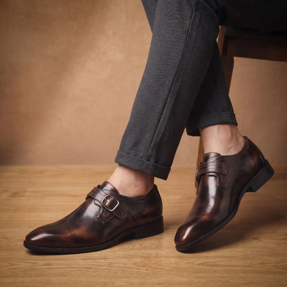 Man wearing brown monk strap shoes