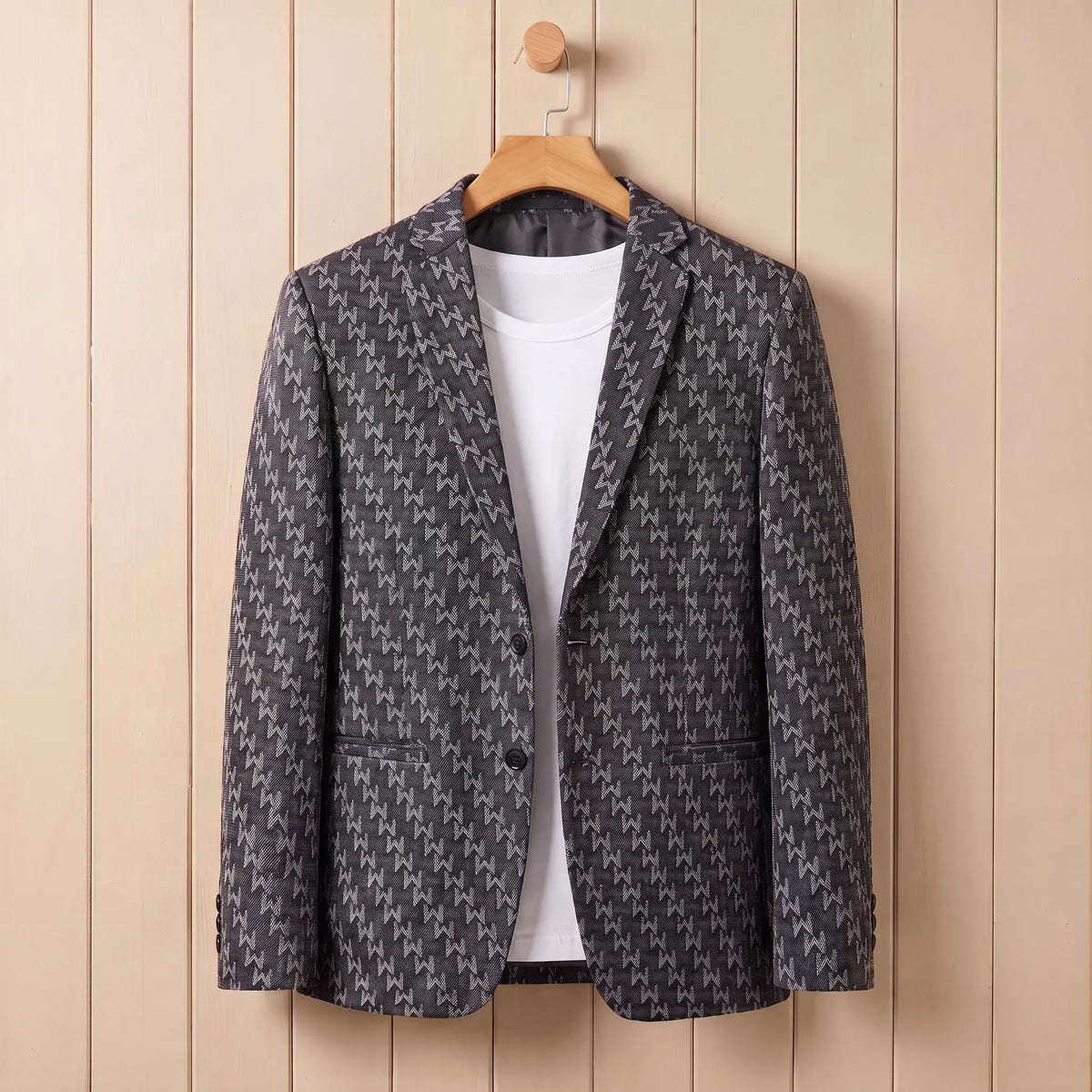 Bold Pattern Blazer in Dark Grey