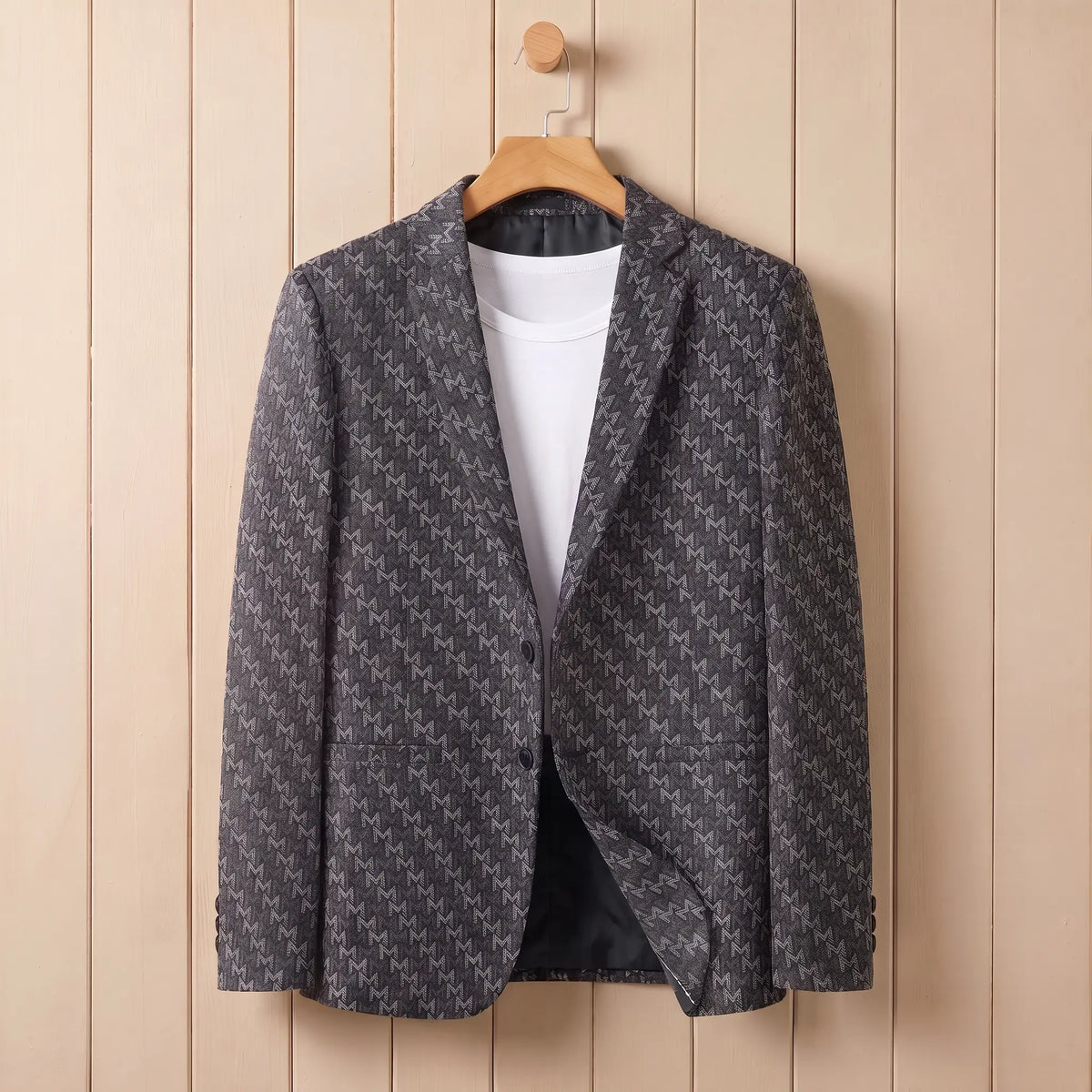 Bold Pattern Blazer in Light Grey