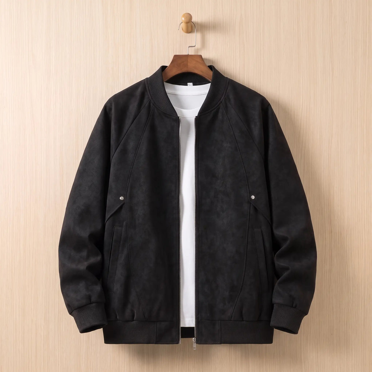 Brushed Zip Bomber in Black