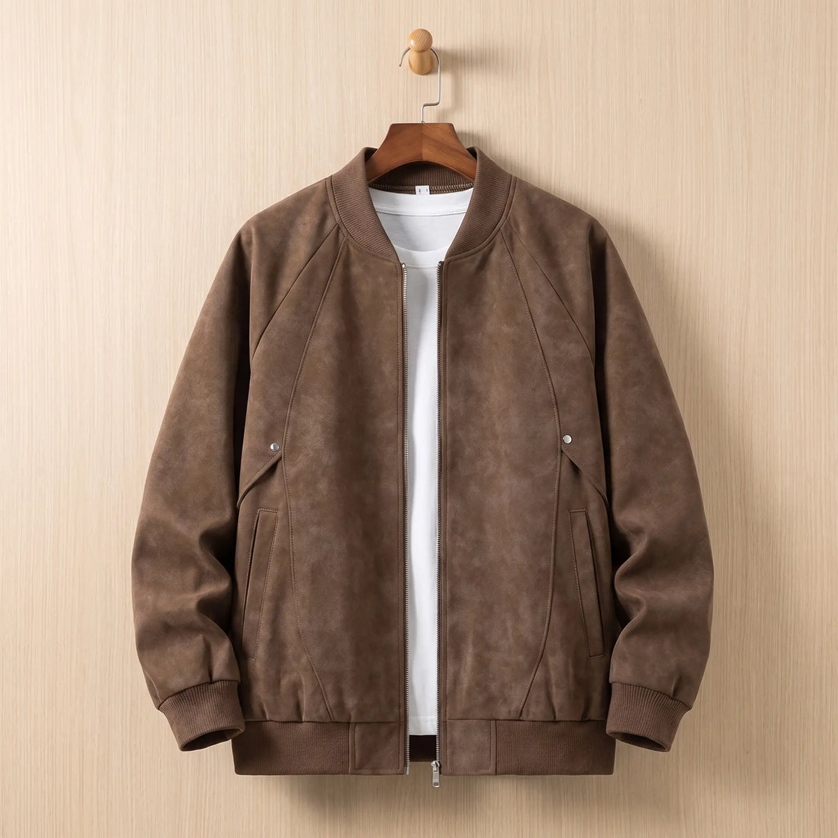 Brushed Zip Bomber in Brown