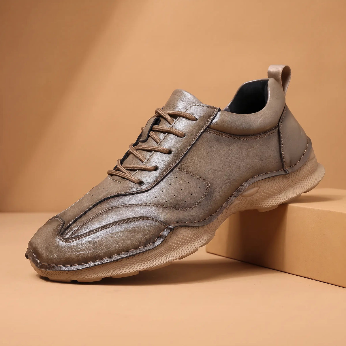 Burnished Casual Sneakers in Khaki