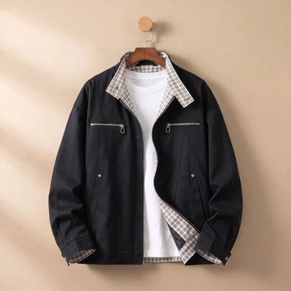 Check Collar Jacket in Black