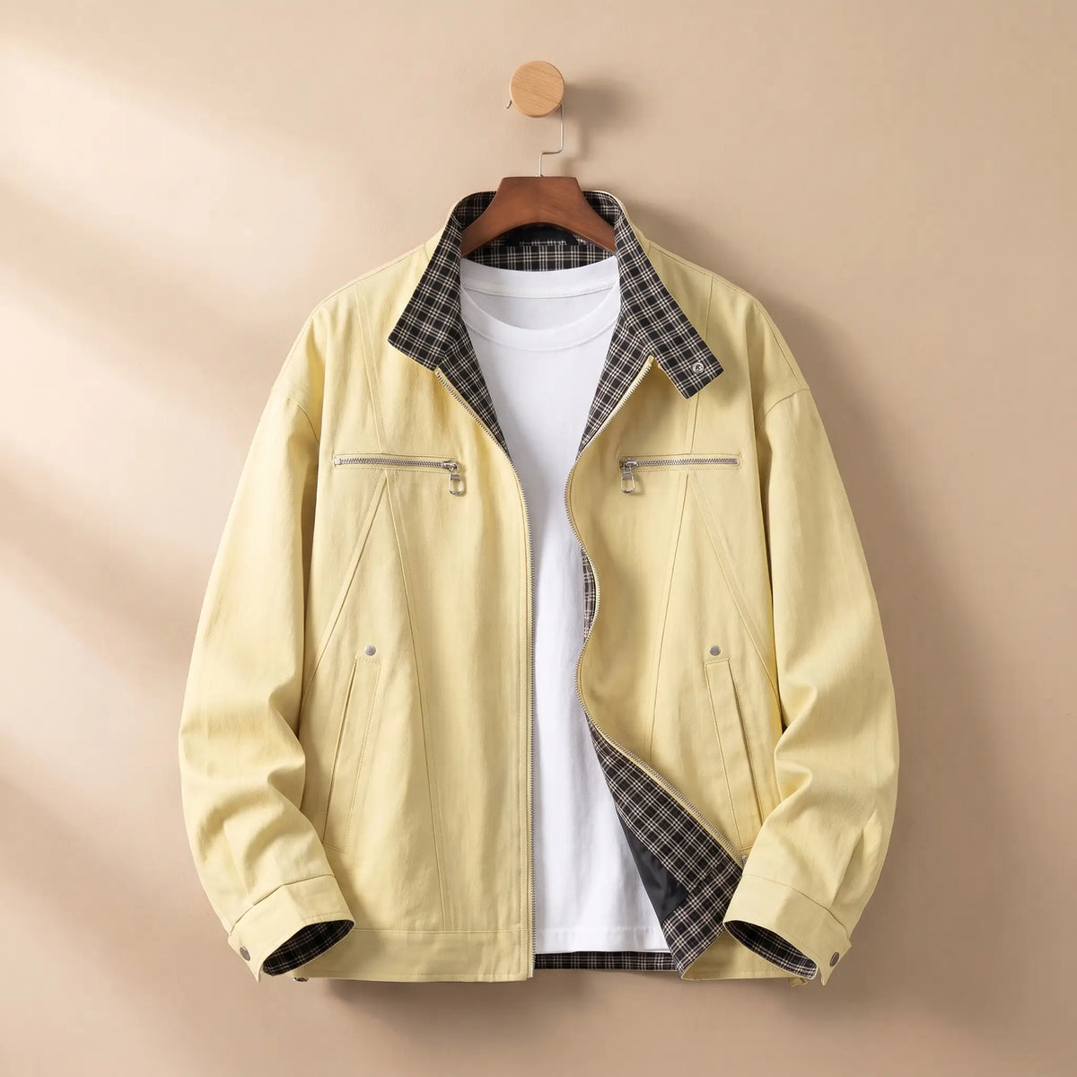 Check Collar Jacket in Yellow