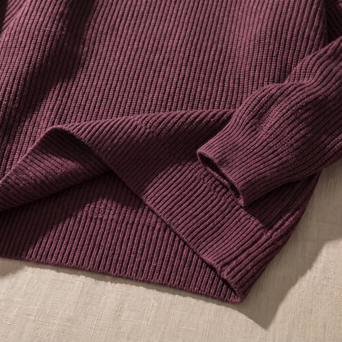 CHUNKY RIB CREW SWEATER hem and cuff detail