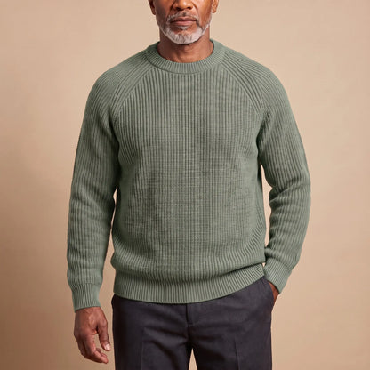 CHUNKY RIB CREW SWEATER Green