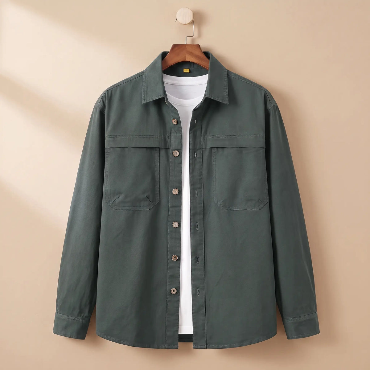 Classic Cotton Overshirt in Army Green