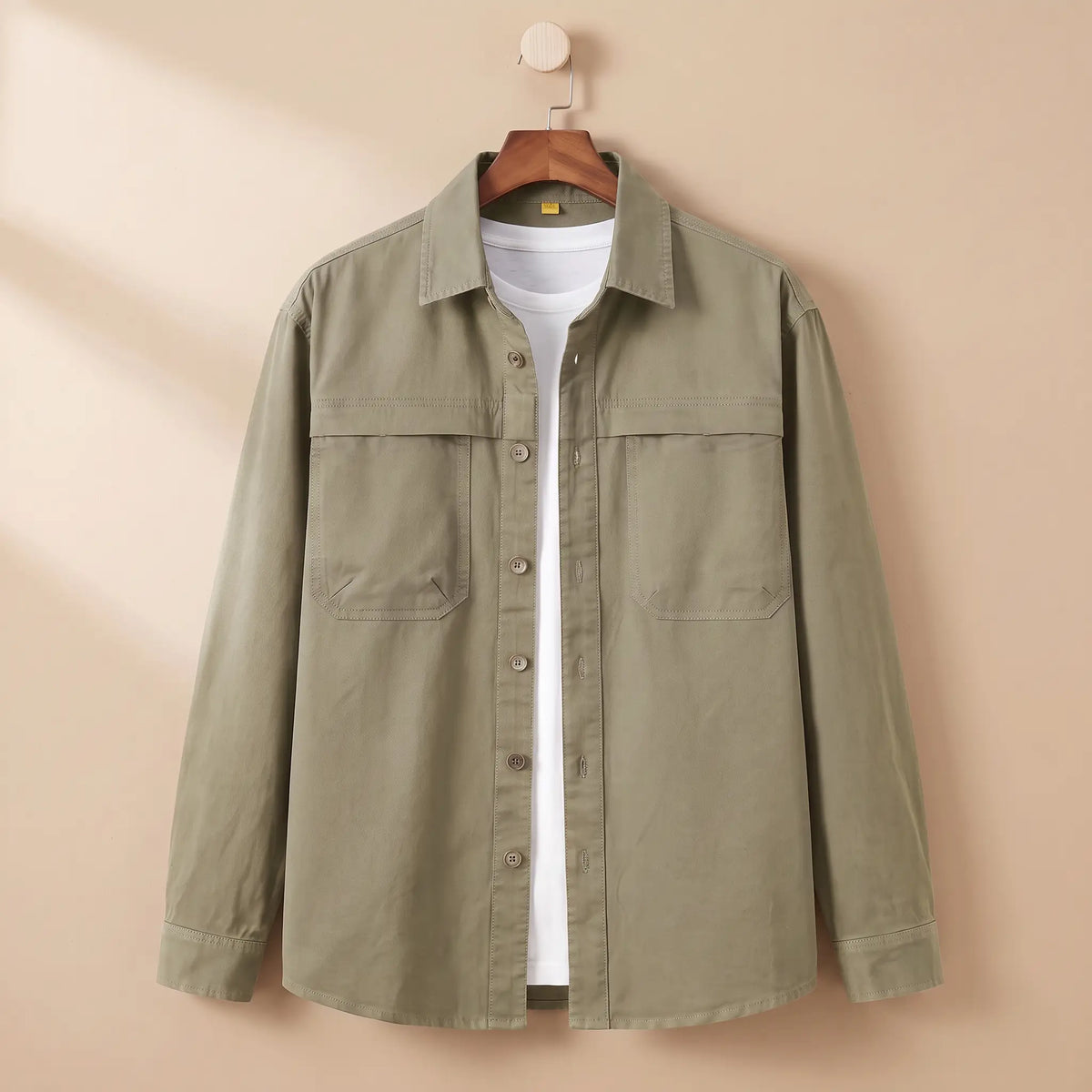Classic Cotton Overshirt in Khaki