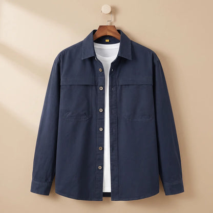 Classic Cotton Overshirt in Navy Blue