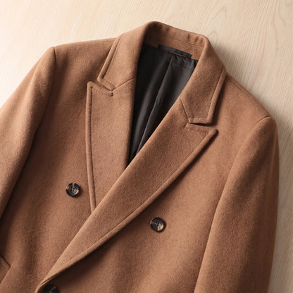 CLASSIC LONG OVERCOAT lapel and collar detail