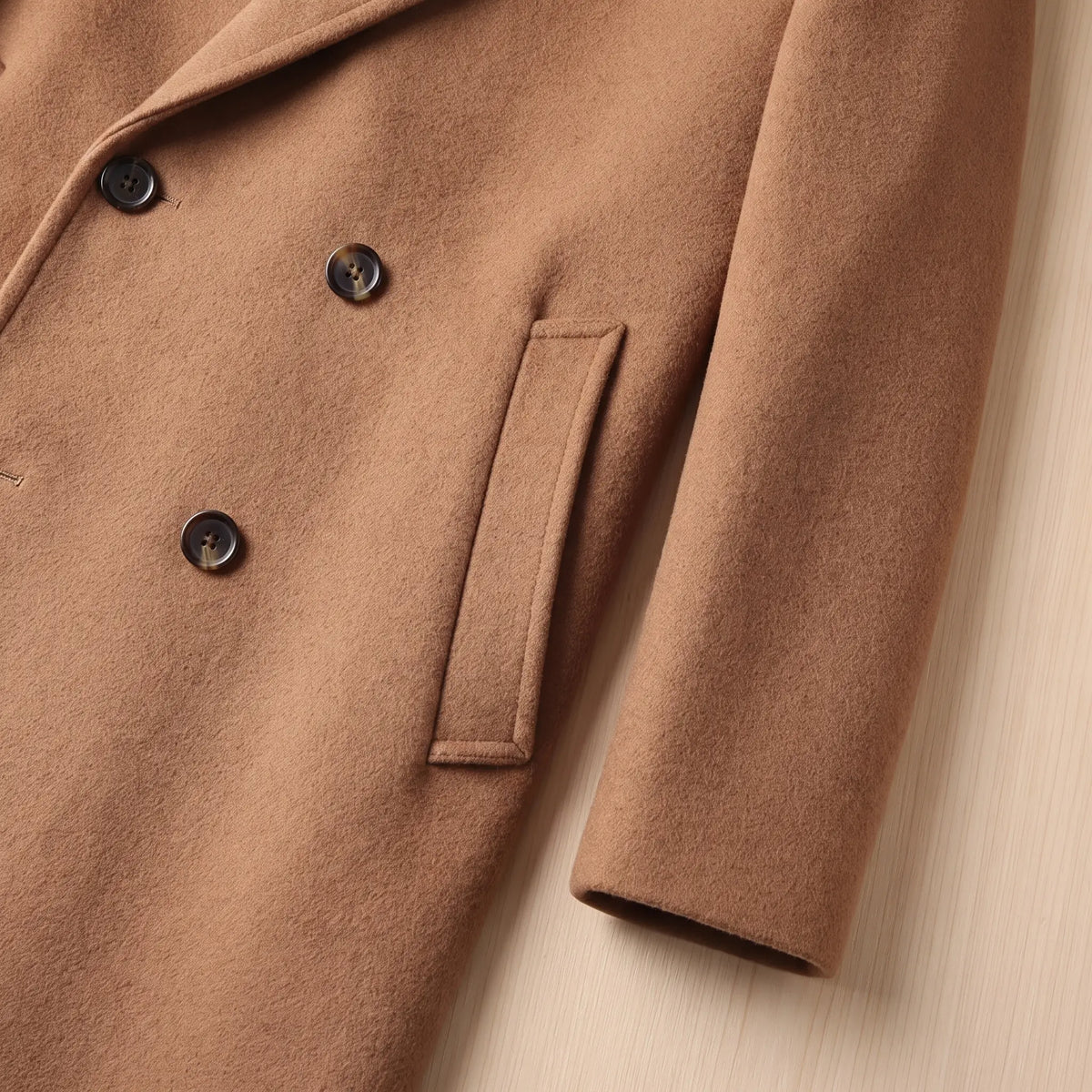 CLASSIC LONG OVERCOAT pocket and cuff detail