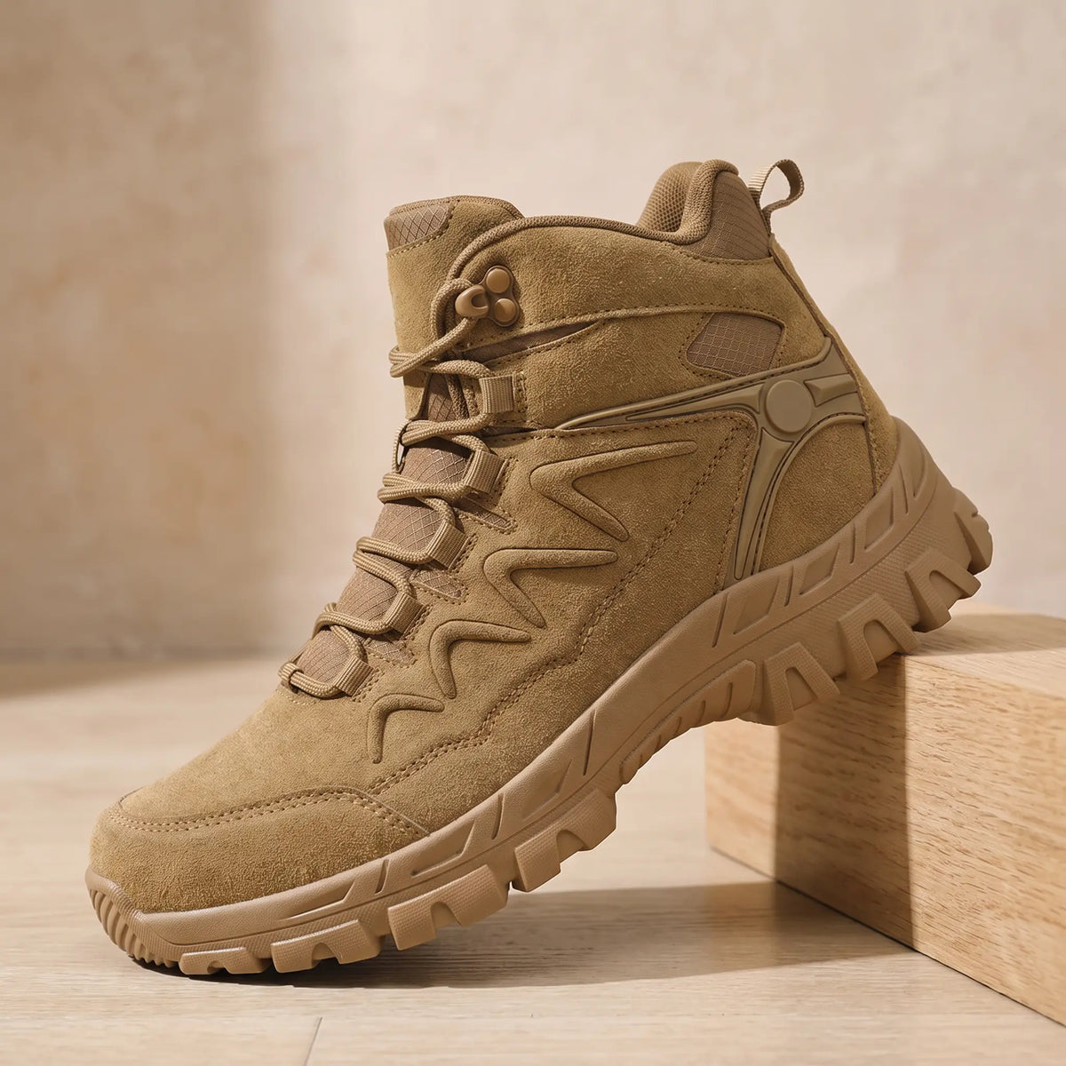 Cleated Hiking Boots in Brown